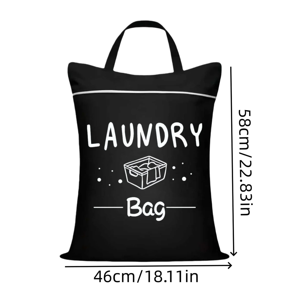 Travel Laundry Bag 48×58cm – Zippered, Washable & Foldable