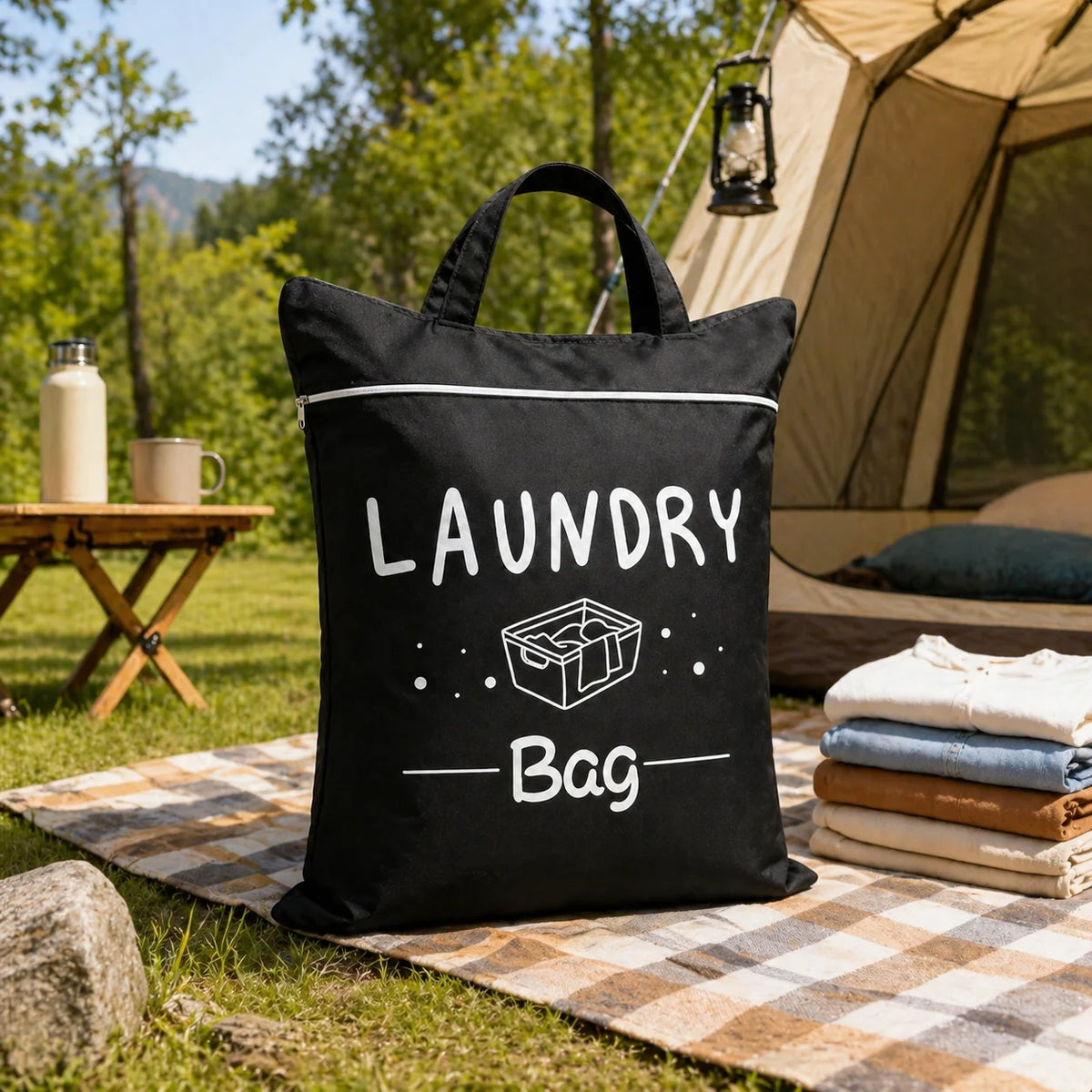 Travel Laundry Bag 48×58cm – Zippered, Washable & Foldable