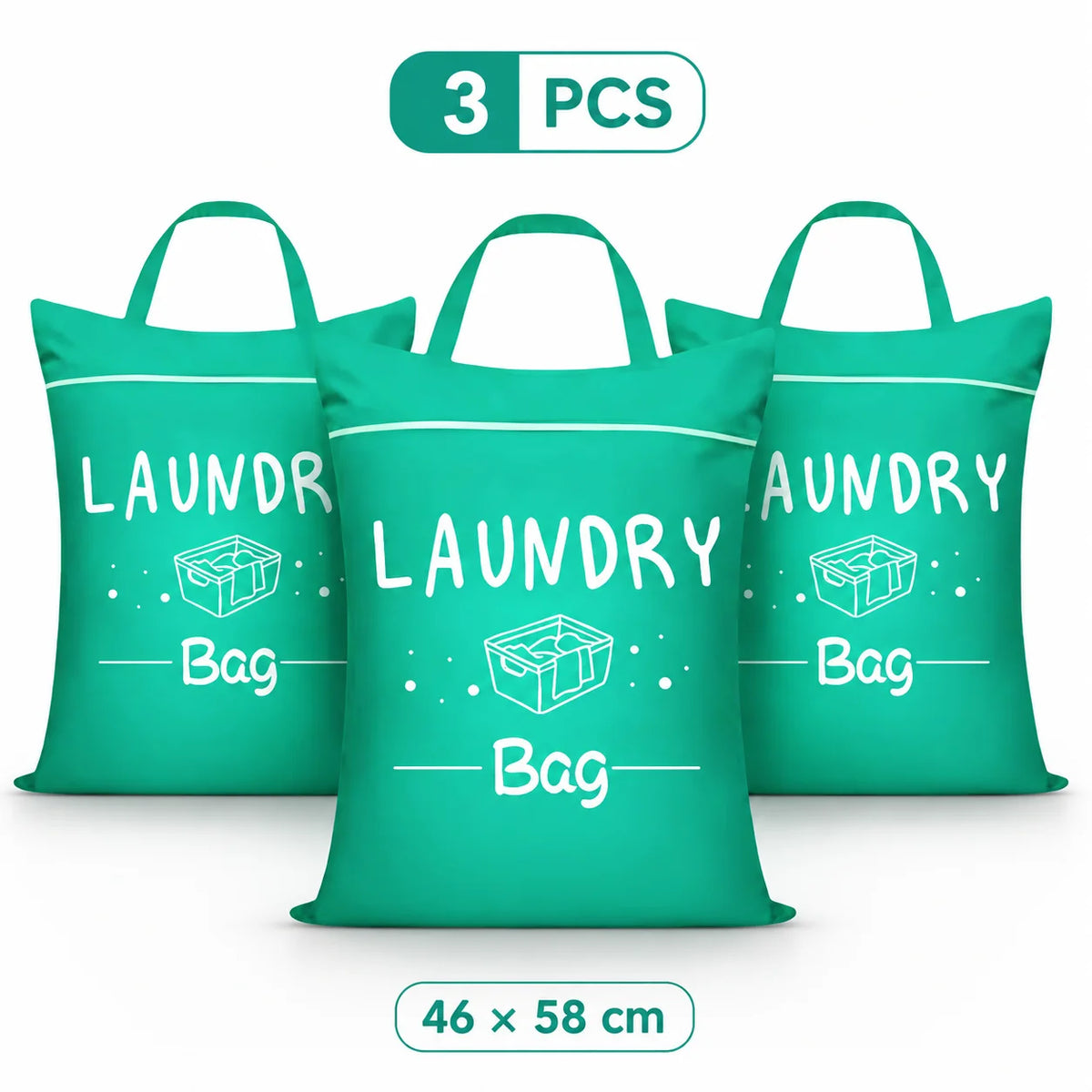Travel Laundry Bag 48×58cm – Zippered, Washable & Foldable