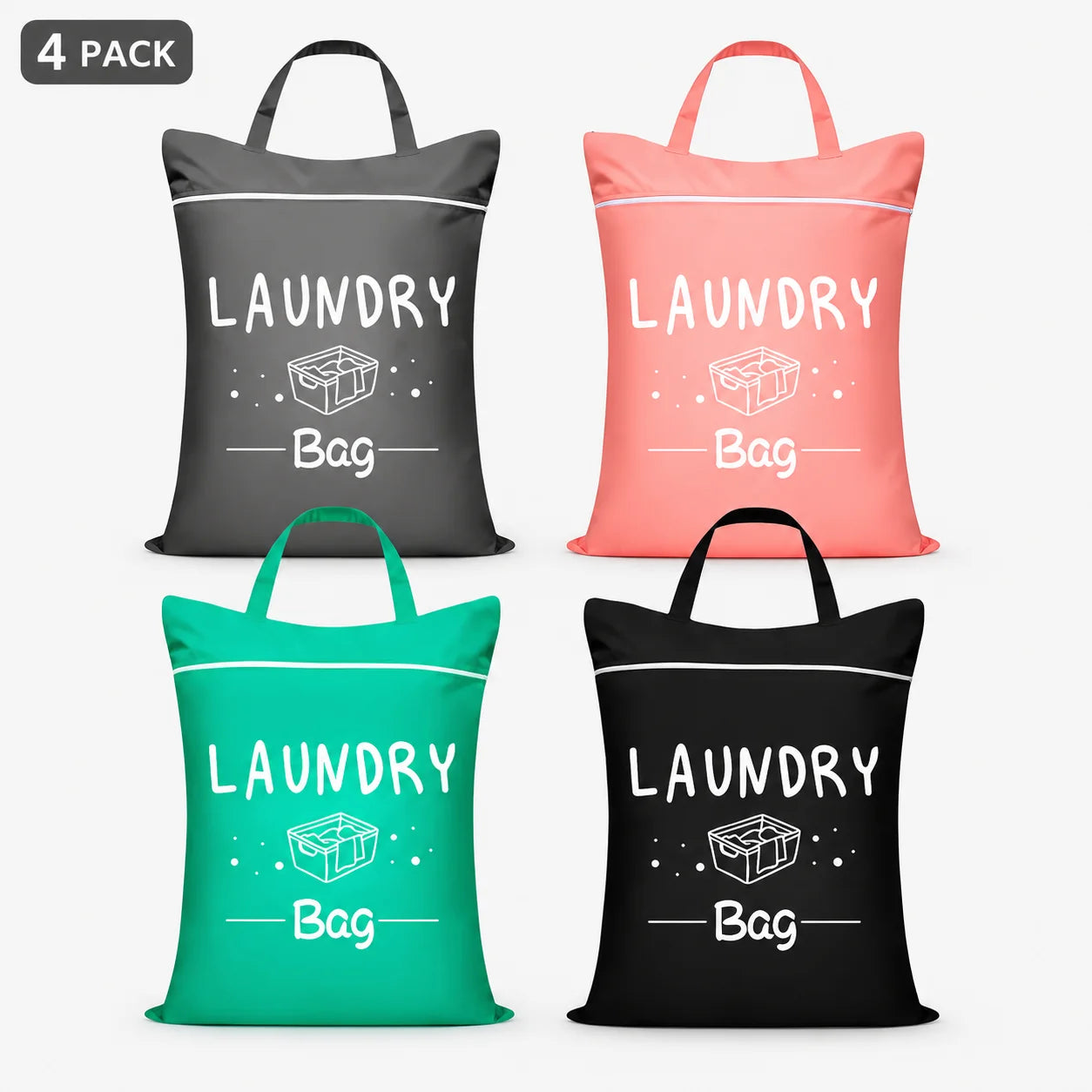 Travel Laundry Bag 48×58cm – Zippered, Washable & Foldable