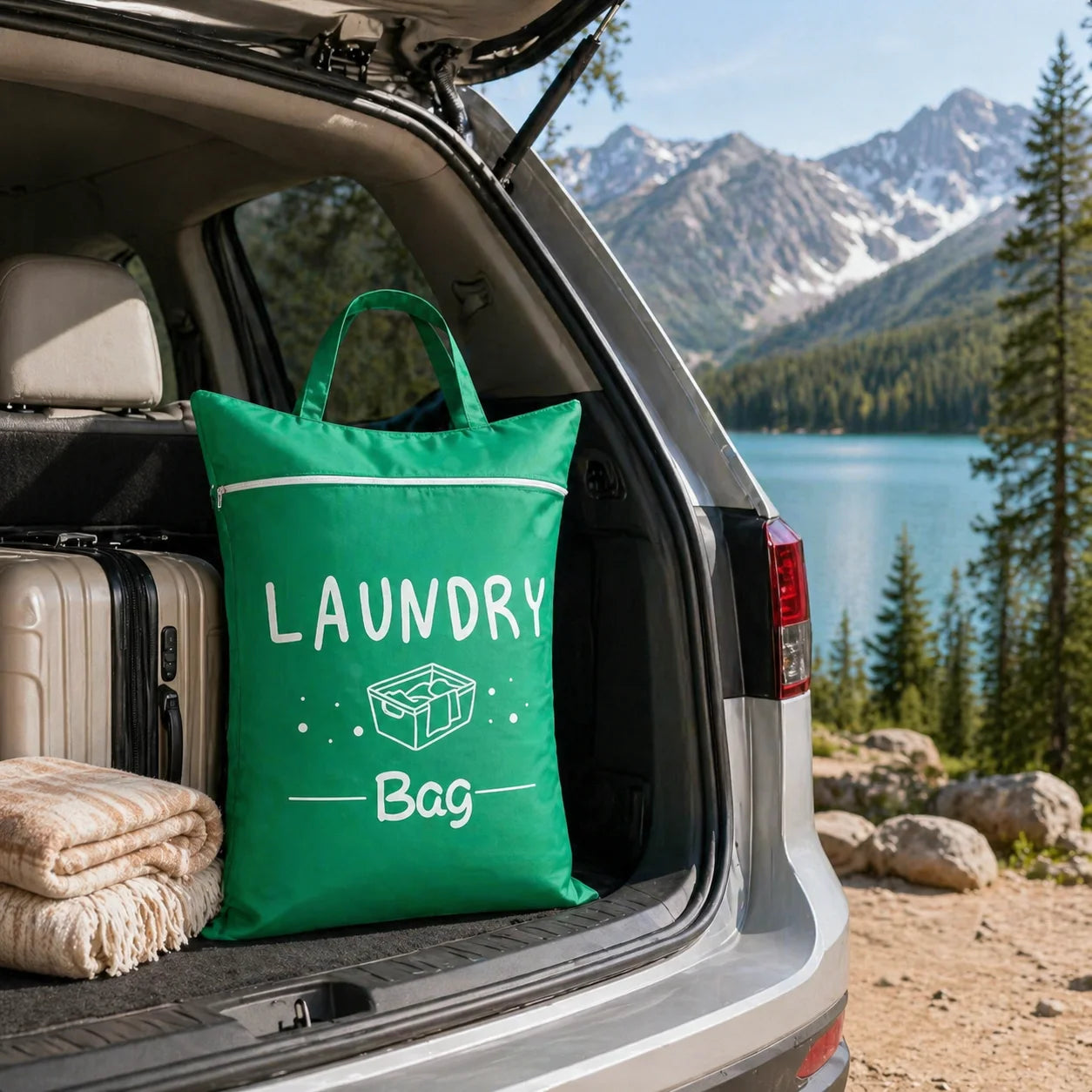 Travel Laundry Bag 48×58cm – Zippered, Washable & Foldable